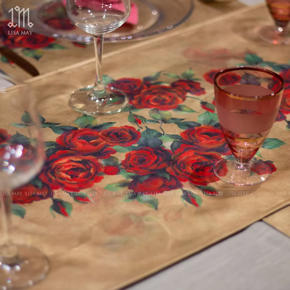 Runner thiết kế họa tiết hoa hồng đỏ (DR-HH006)