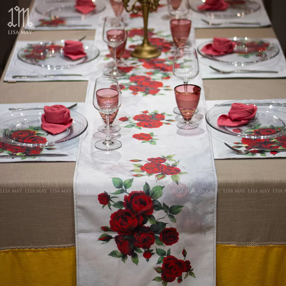 Runner thiết kế họa tiết hoa hồng đỏ (DR-HH008)