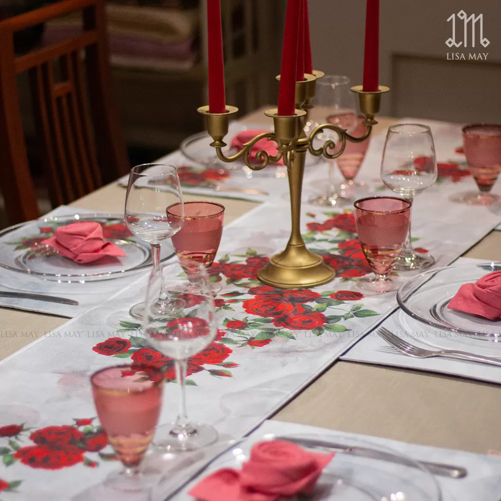 Runner thiết kế họa tiết hoa hồng đỏ (DR-HH008)