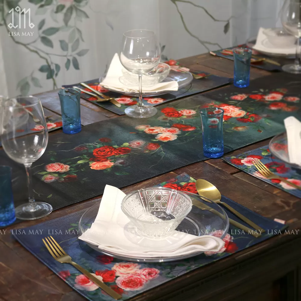 Runner thiết kế họa tiết hoa hồng (DR-HH009)