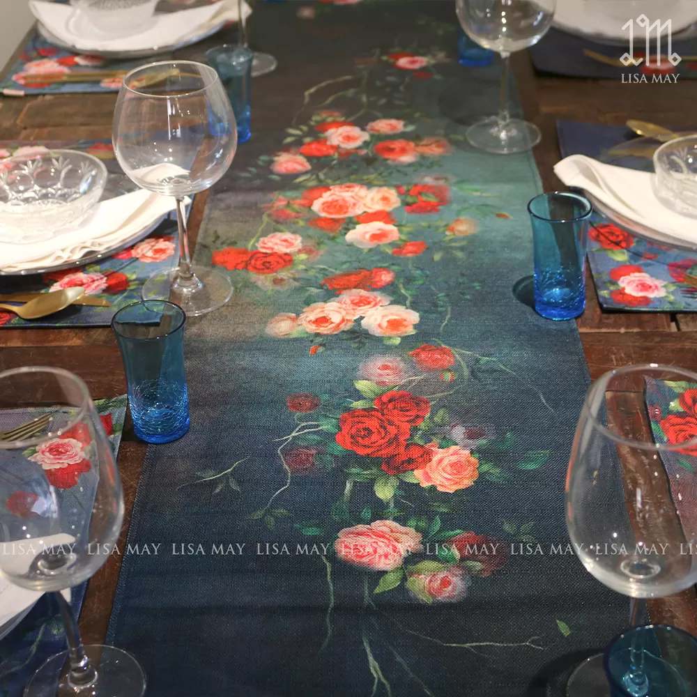 Runner thiết kế họa tiết hoa hồng (DR-HH009)