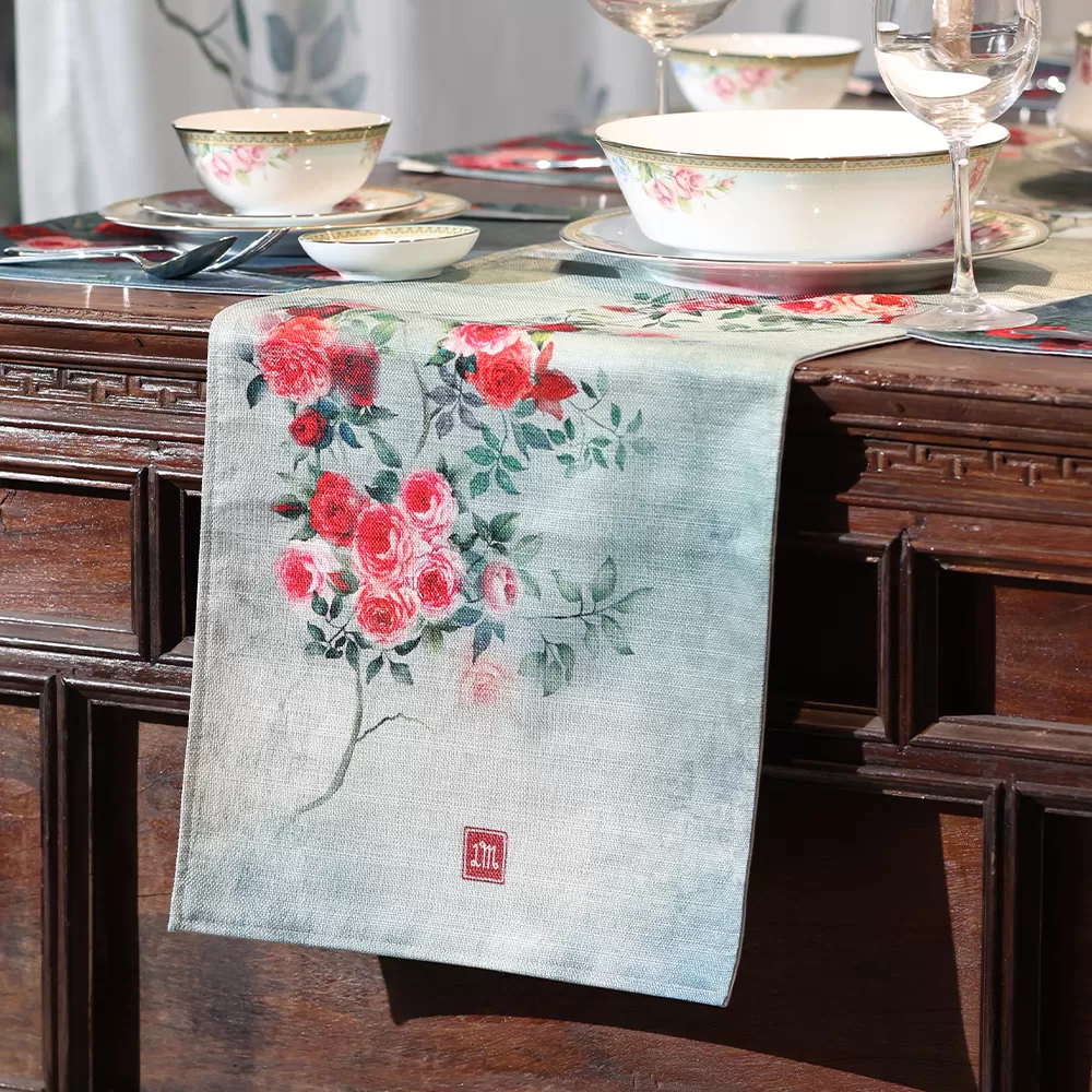 Runner thiết kế họa tiết hoa hồng (DR-HH010)