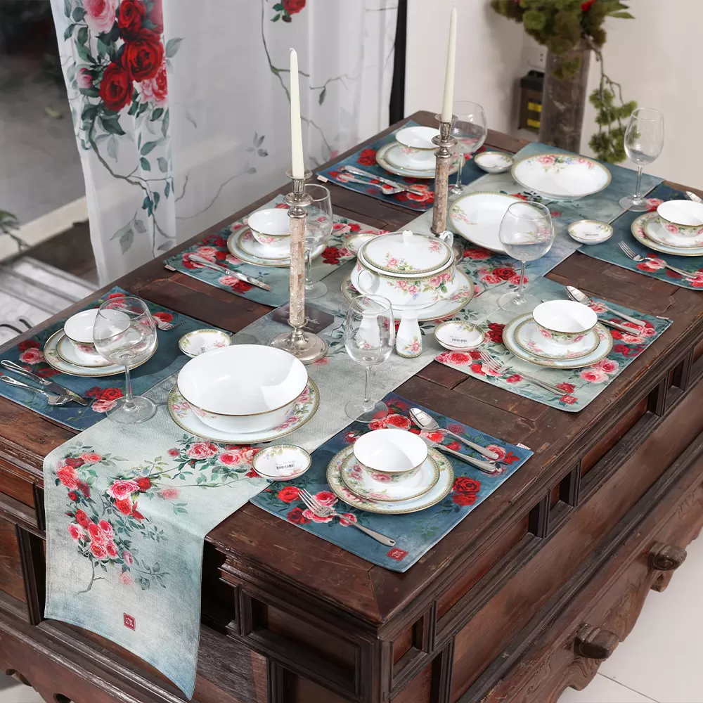 Runner thiết kế họa tiết hoa hồng (DR-HH010)