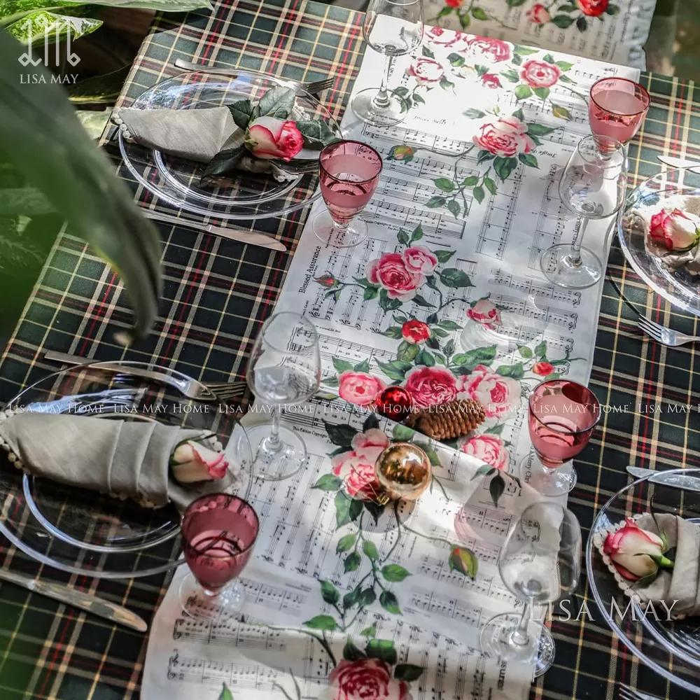 Runner thiết kế họa tiết hoa hồng (DR-HH011)