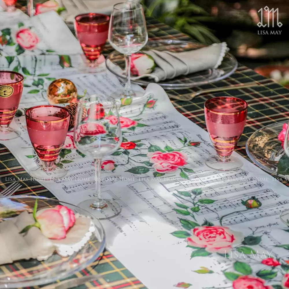 Runner thiết kế họa tiết hoa hồng (DR-HH011)