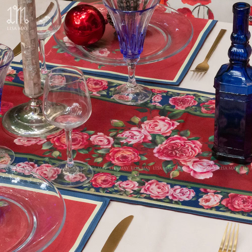 Runner thiết kế họa tiết hoa hồng (DR-HH003)