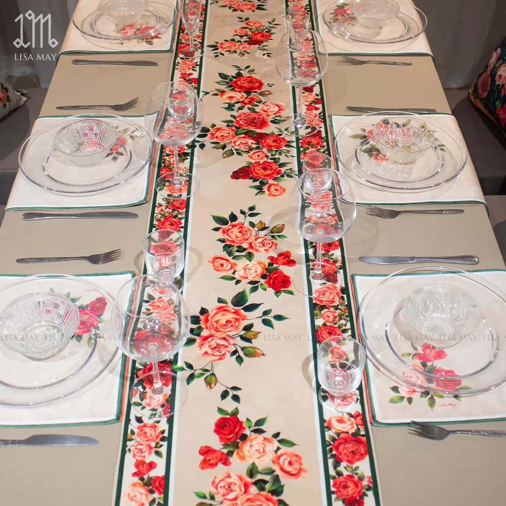 Runner thiết kế họa tiết hoa hồng (DR-HH001)