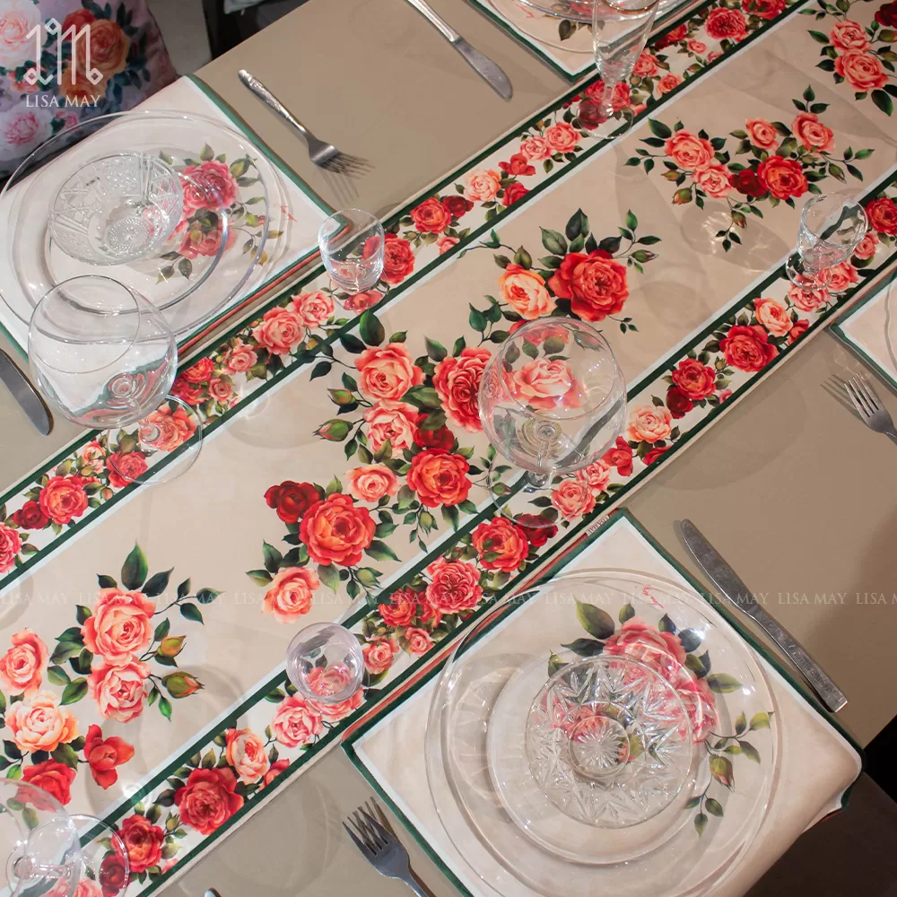 Runner thiết kế họa tiết hoa hồng (DR-HH001)