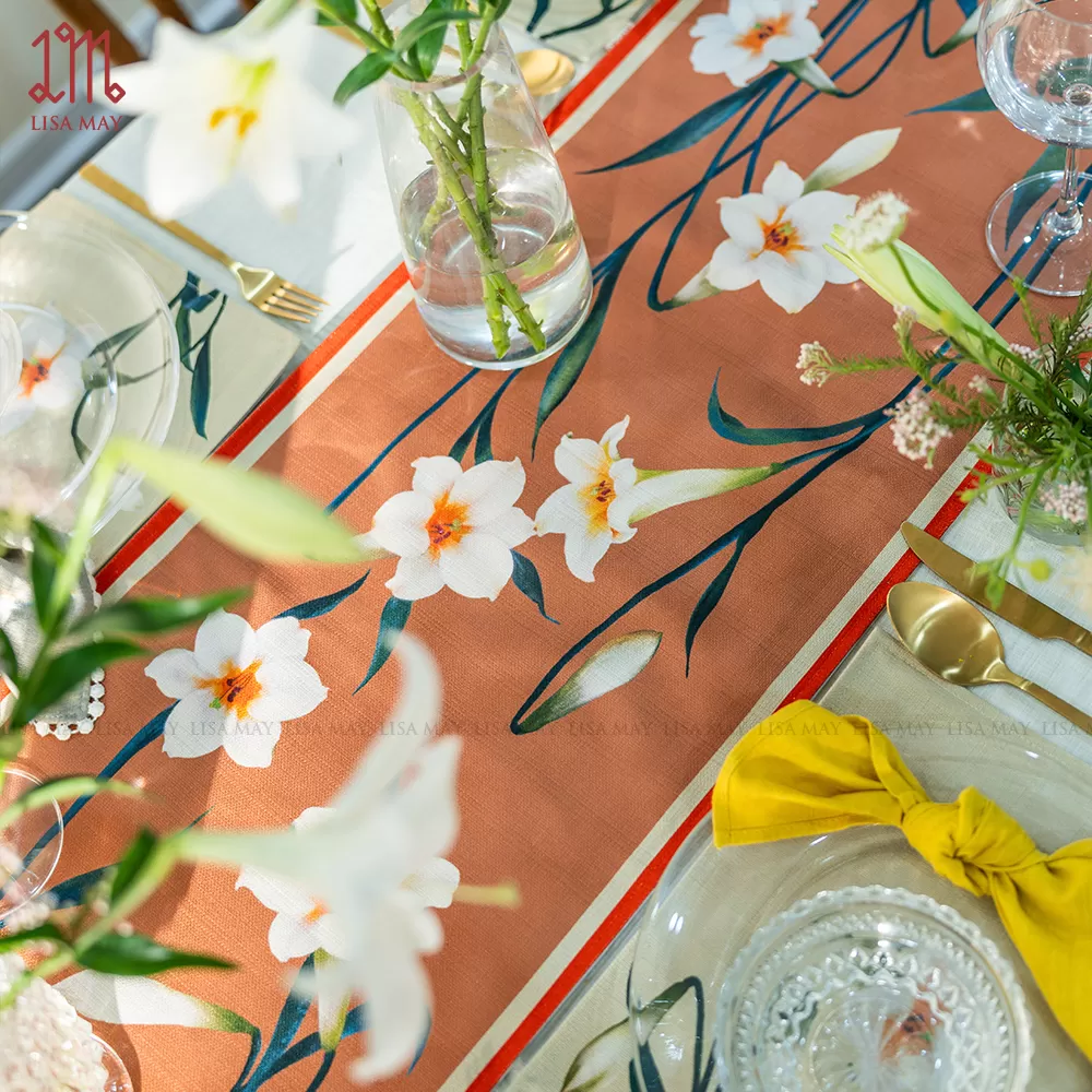 Runner thiết kế họa tiết hoa loa kèn (DR-LK003)