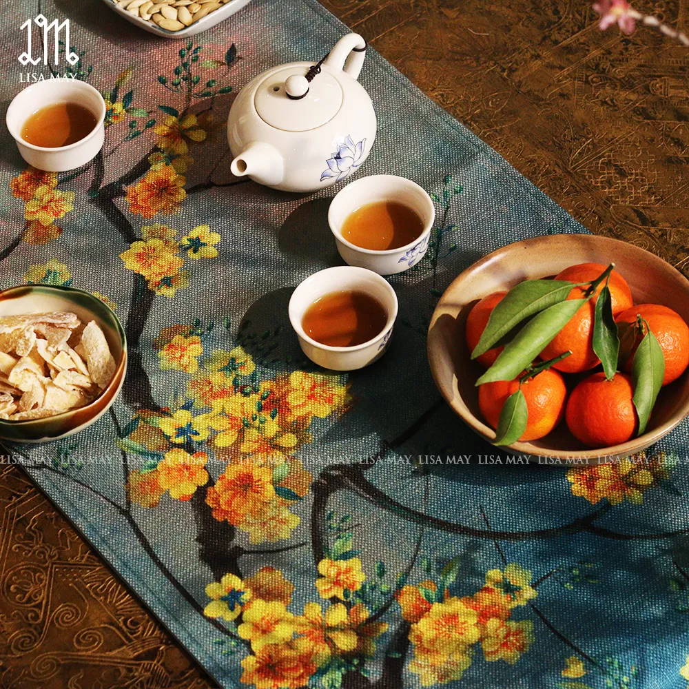 Runner thiết kế họa tiết hoa mai (DR-HM24)