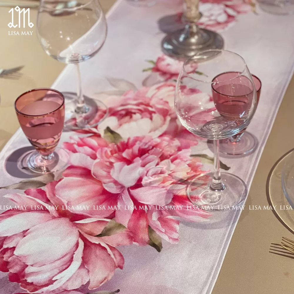 Runner thiết kế họa tiết hoa mẫu đơn (DR-MD01)