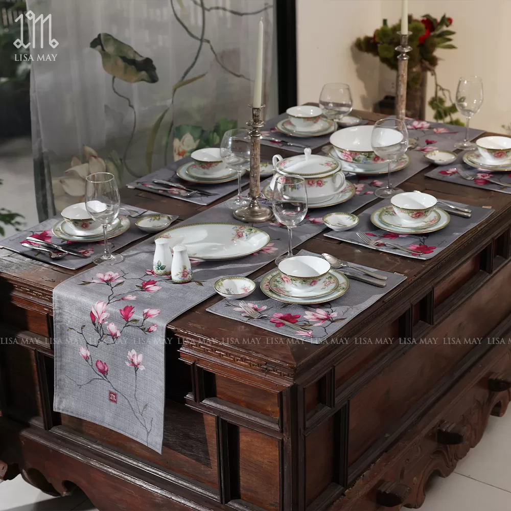 Runner thiết kế họa tiết hoa mộc lan (DR-ML03)