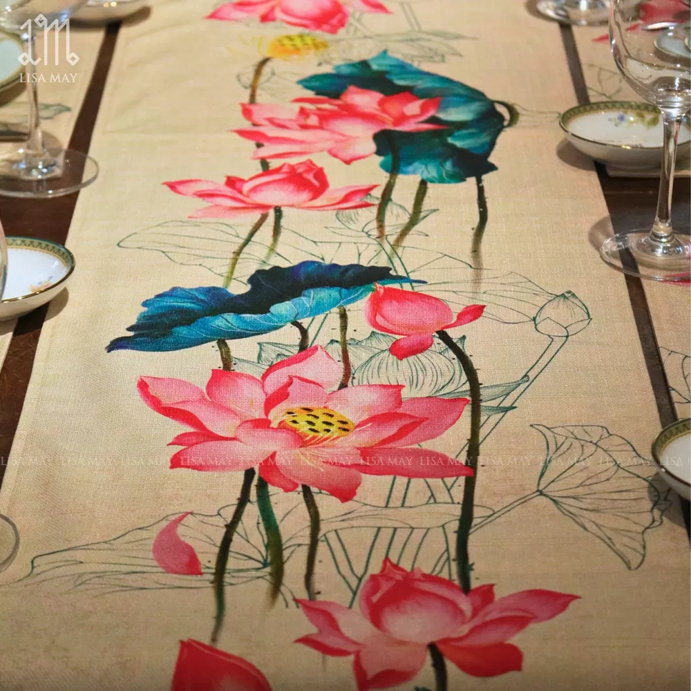 Runner thiết kế họa tiết hoa sen (DR-SH01d)