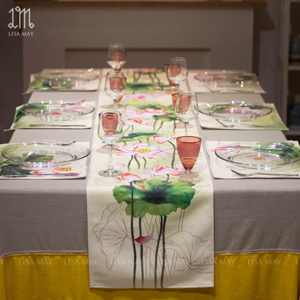 Runner thiết kế họa tiết hoa sen hồng (DR-SH01a)