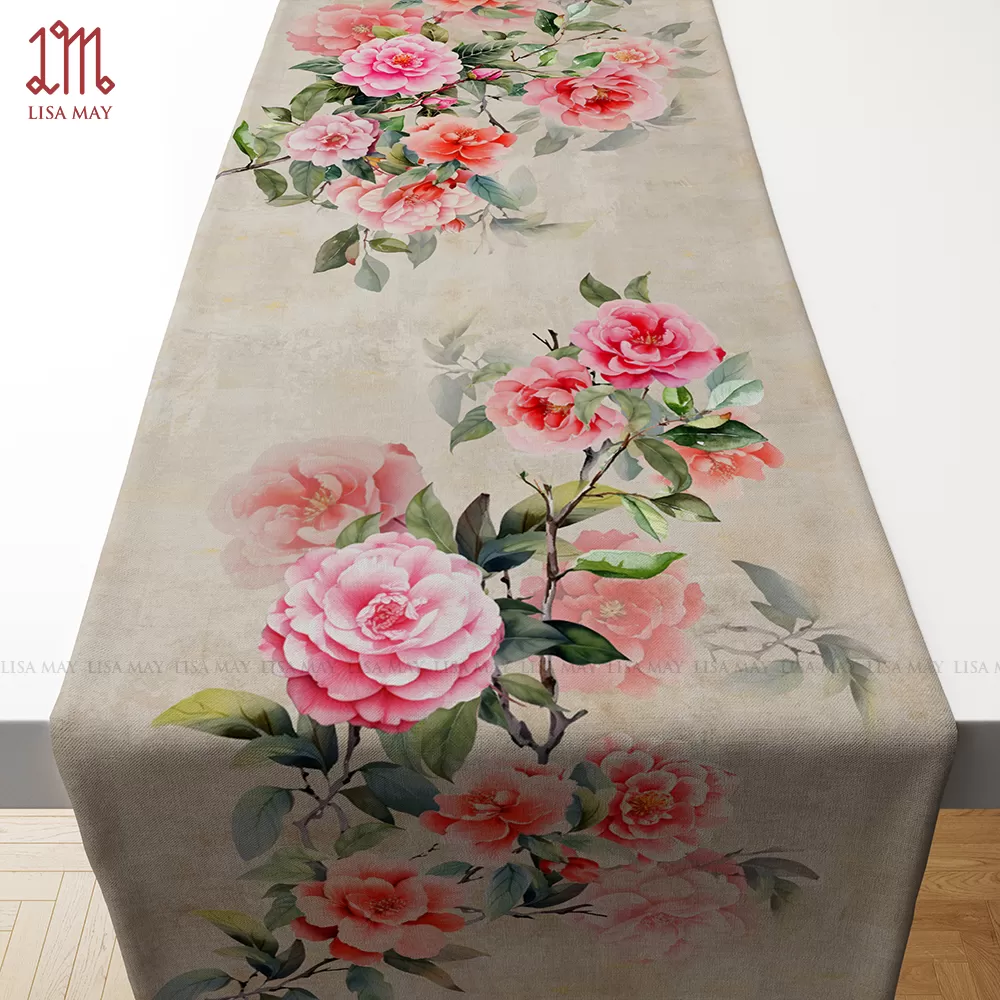 Runner thiết kế họa tiết hoa trà (DR-HT01a)