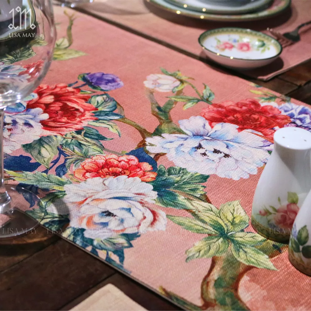 Runner thiết kế họa tiết mẫu đơn khổng tước (DR-CP01b)