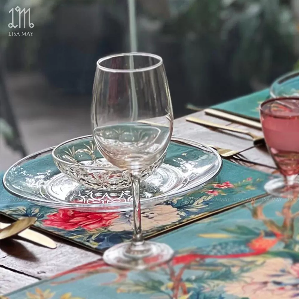 Lót đĩa thiết kế họa tiết mẫu đơn khổng tước (DLD-CP01a)