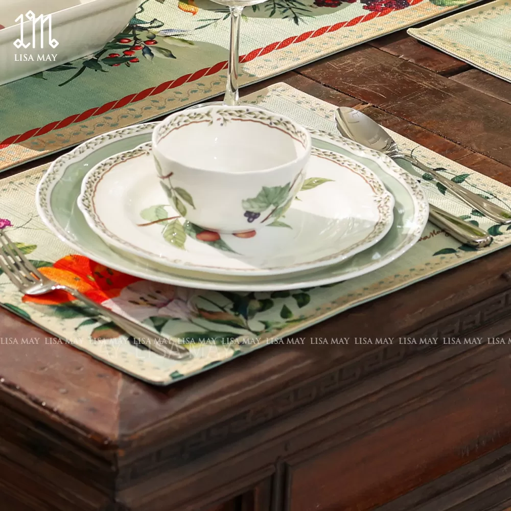 Lót đĩa thiết kế họa tiết hoa đồng nội (DLD-HQ)