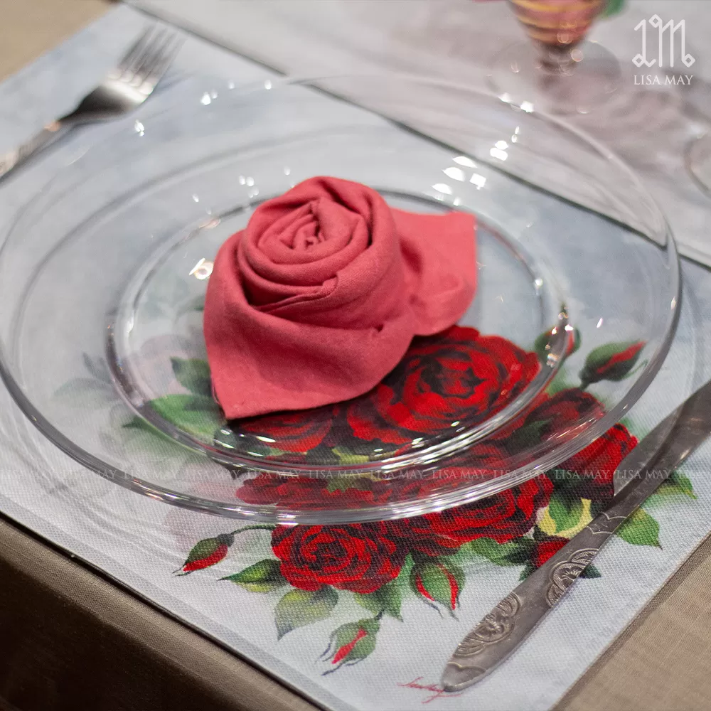 Lót đĩa thiết kế họa tiết hoa hồng (DLD-HH008)