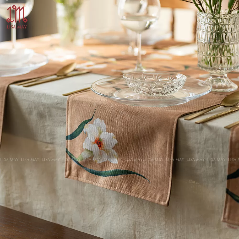 Lót đĩa thiết kế họa tiết hoa loa kèn (DLD-LK005)