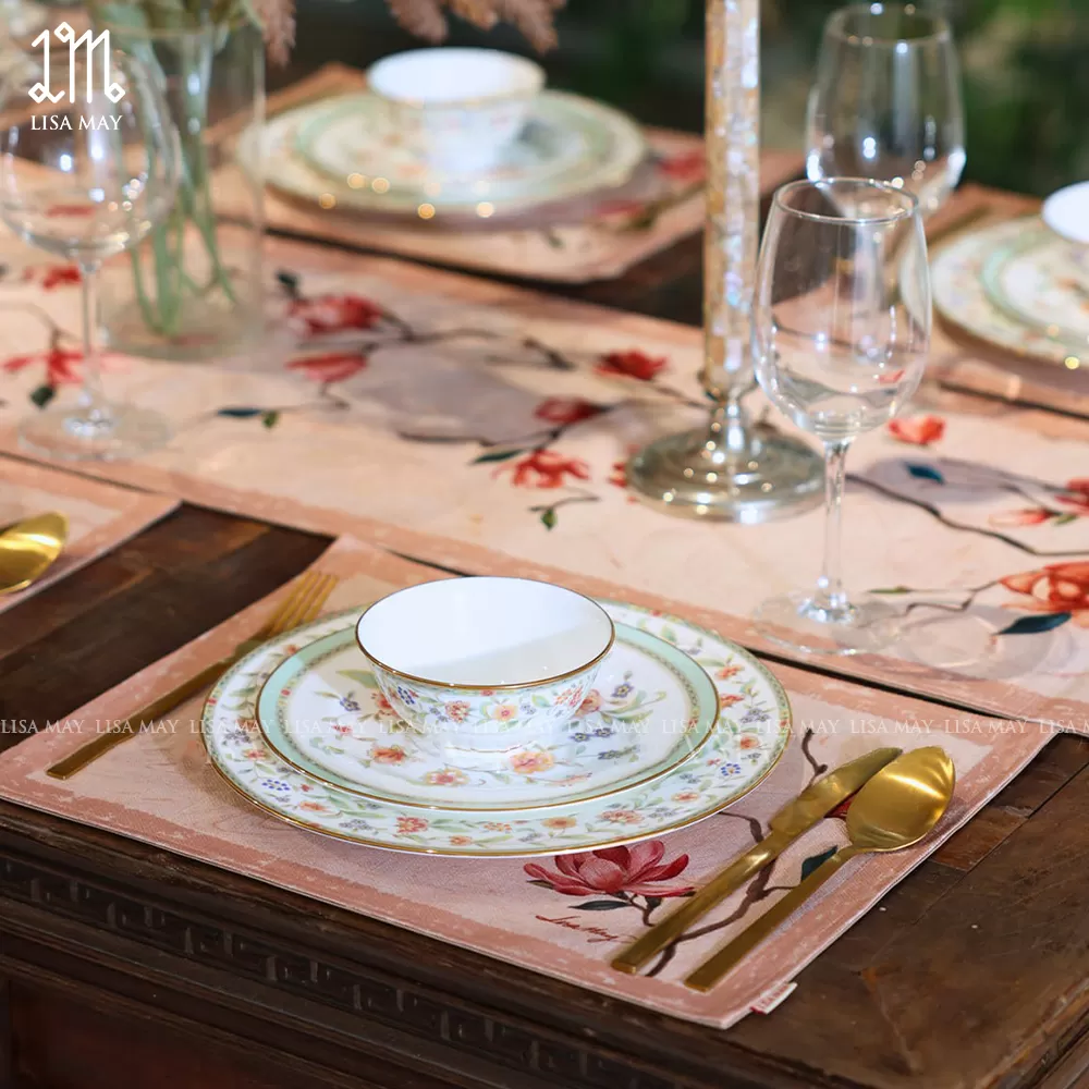 Lót đĩa thiết kế họa tiết hoa mộc lan (DLD-ML002)