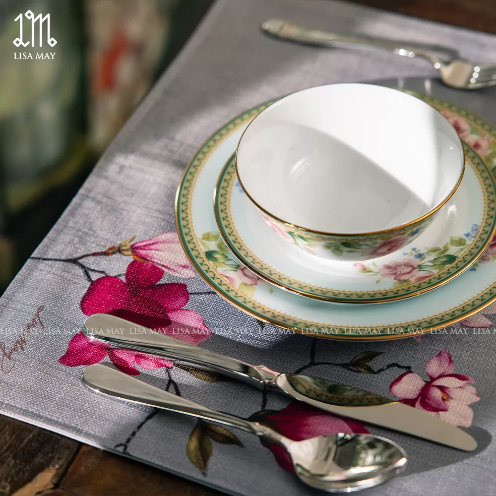 Lót đĩa thiết kế họa tiết hoa mộc lan (DLD-ML003)