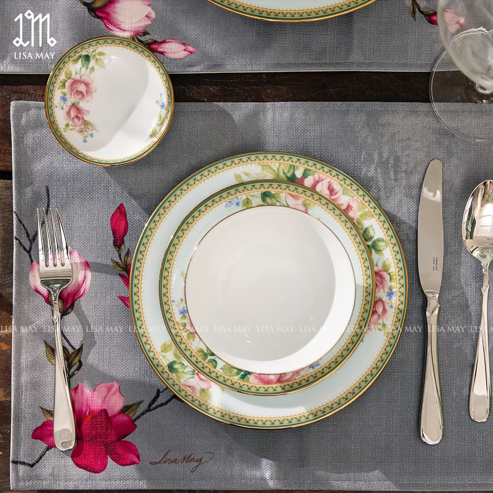 Lót đĩa thiết kế họa tiết hoa mộc lan (DLD-ML003)