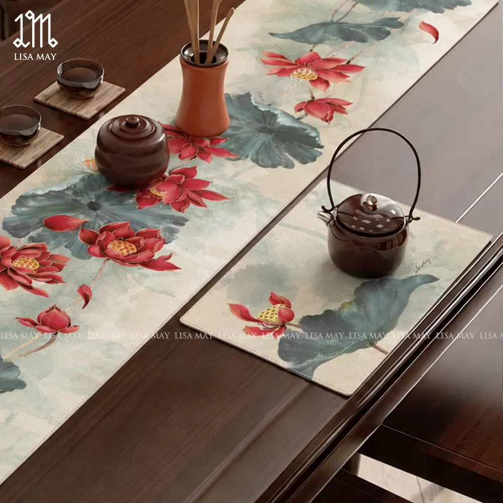 Lót đĩa thiết kế họa tiết hoa sen (DLD-SD01)