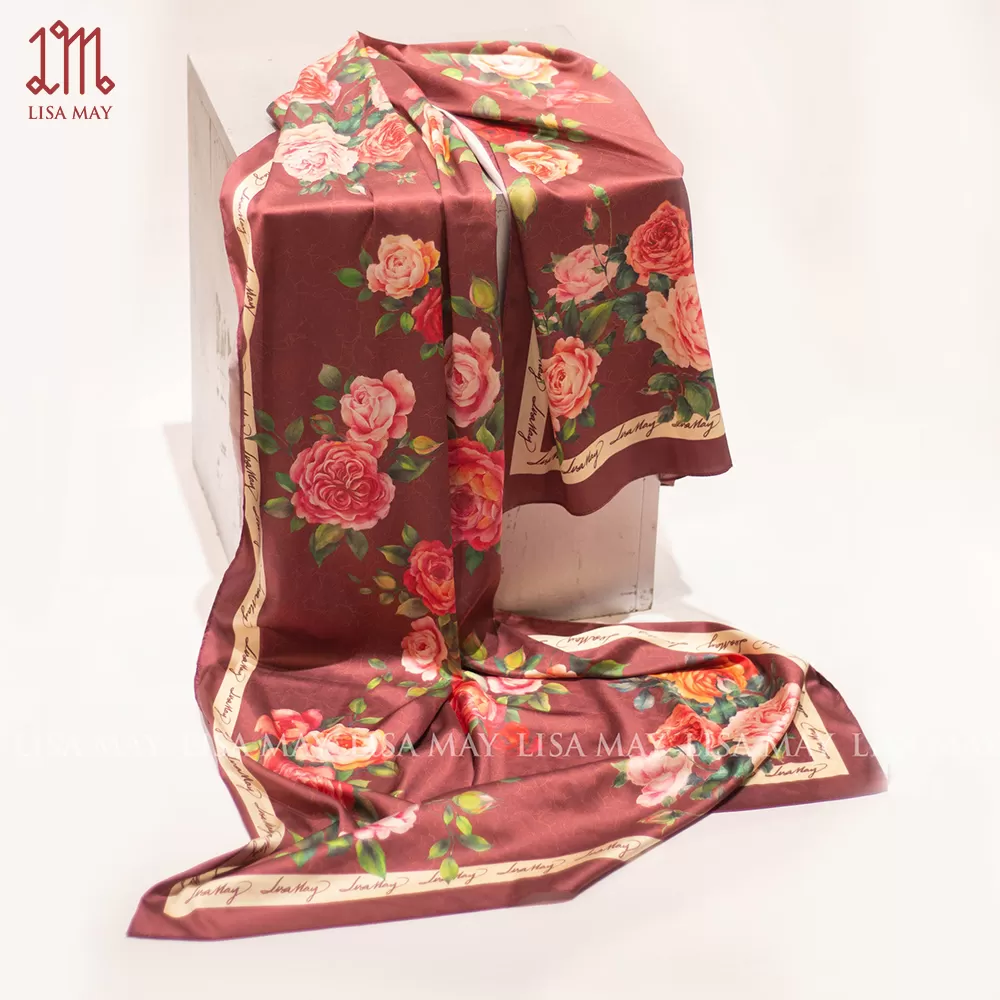 Khăn lụa hoa hồng 