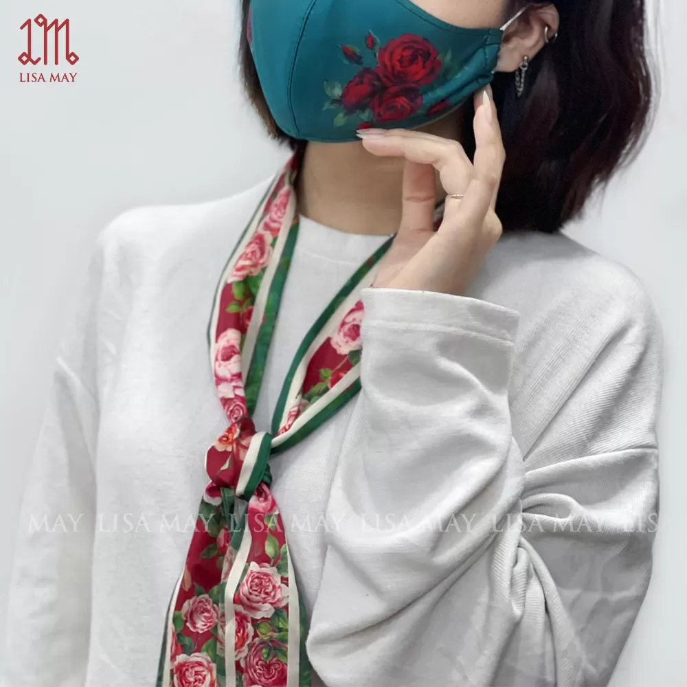 Khăn turban thiết kế họa tiết hoa hồng (DT-HH03c)