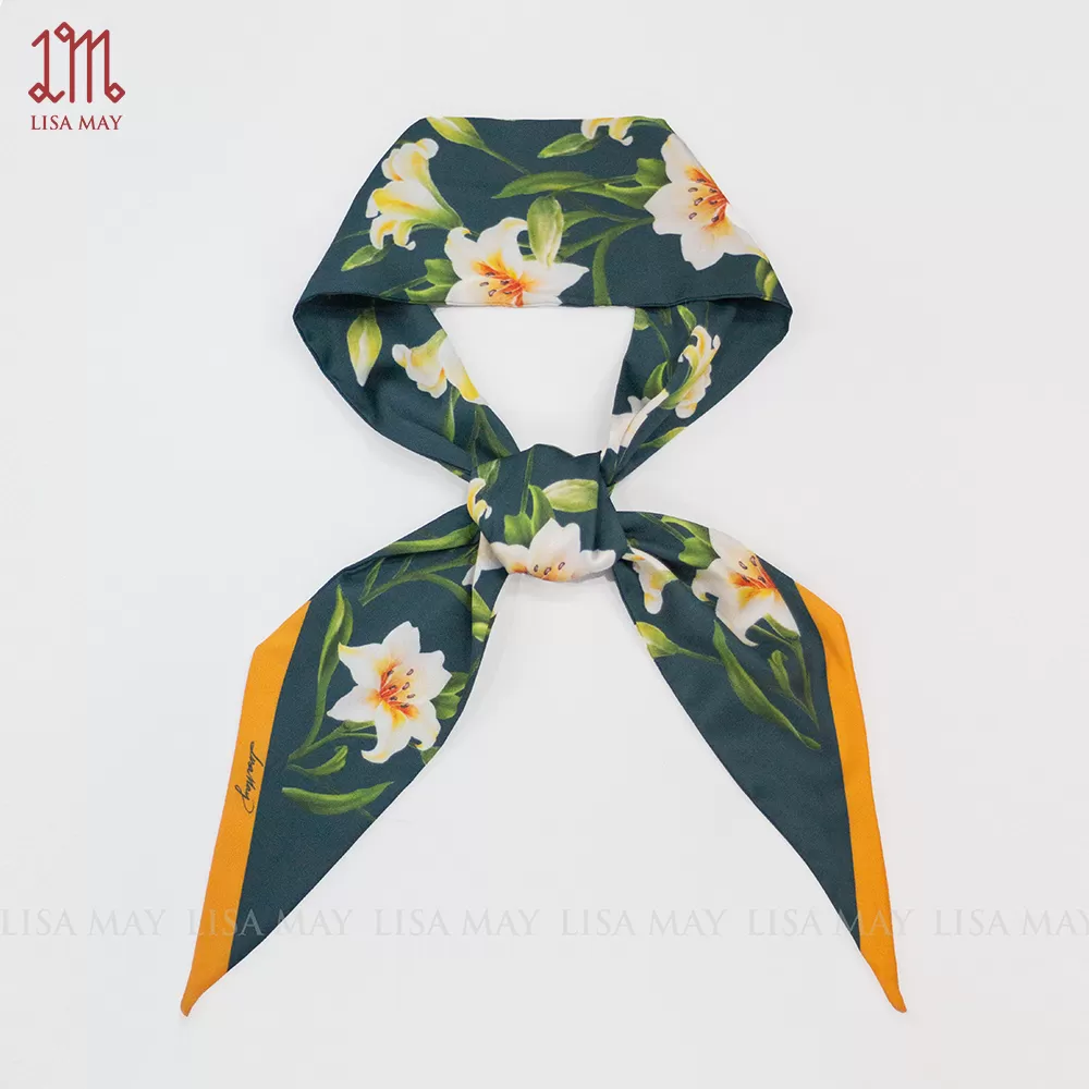 Khăn turban thiết kế họa tiết hoa loa kèn (DT-LK01a)