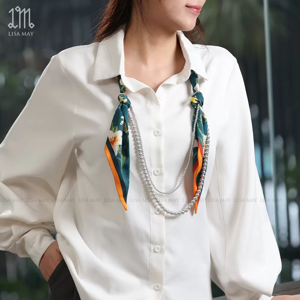 Khăn turban thiết kế họa tiết hoa loa kèn (DT-LK01b)