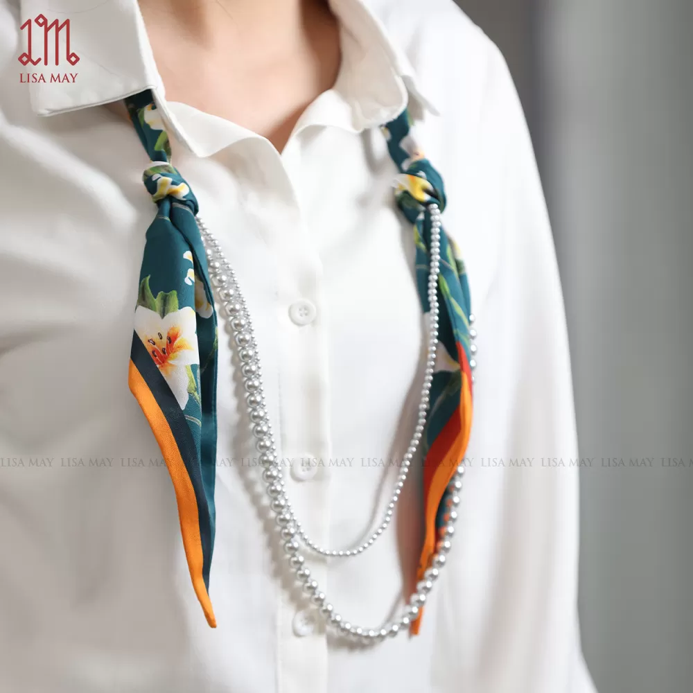 Khăn turban thiết kế họa tiết hoa loa kèn (DT-LK01b)