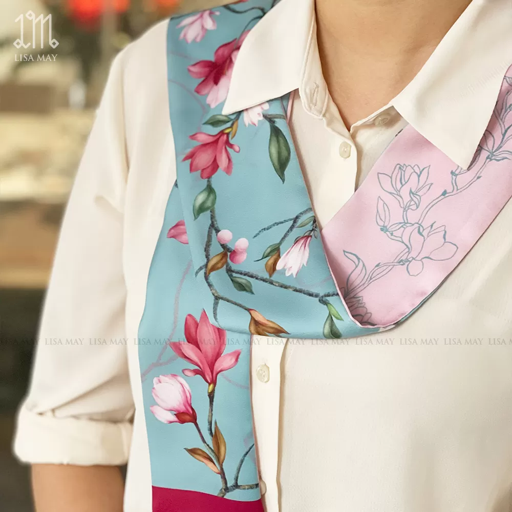 Khăn turban thiết kế họa tiết hoa mộc lan (DT-ML001)