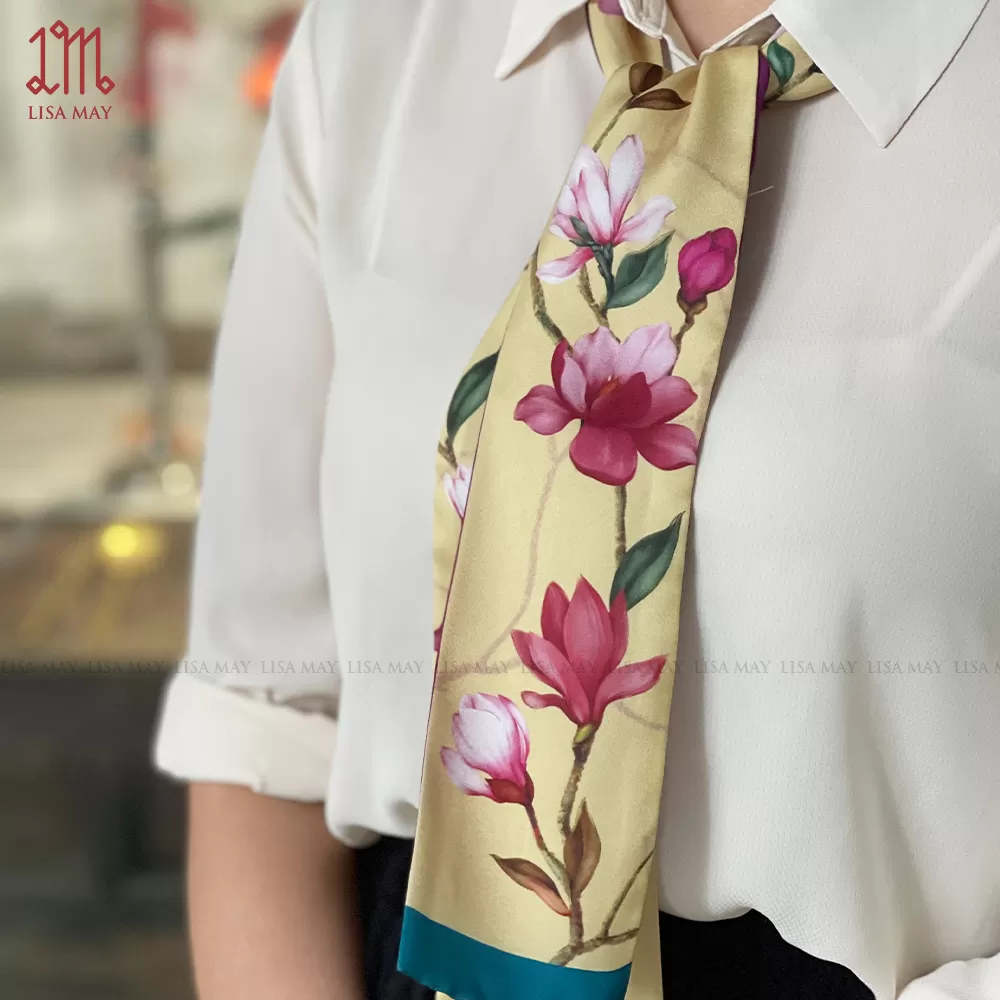 Khăn turban thiết kế họa tiết hoa mộc lan (DT-ML004)