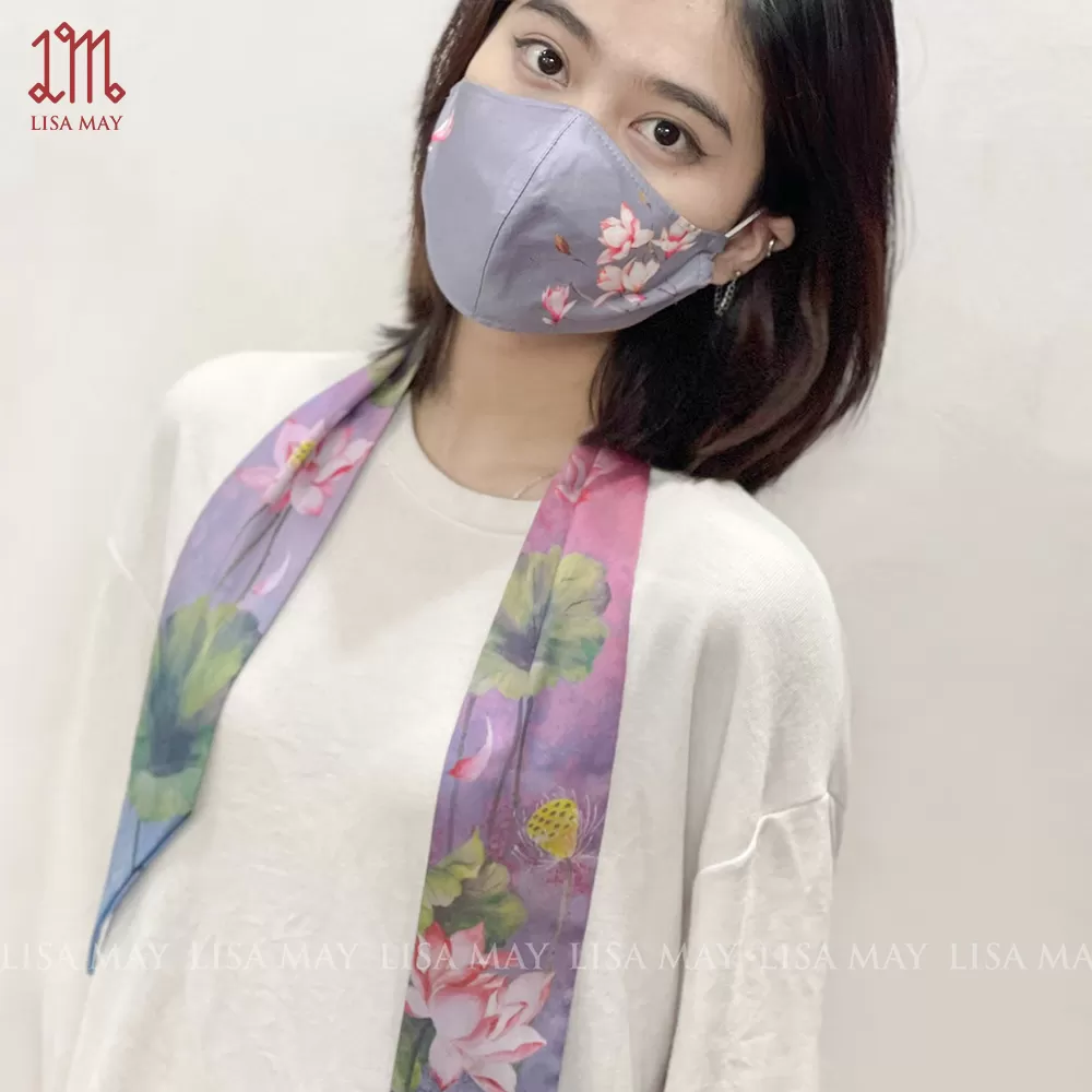 Khăn turban thiết kế họa tiết hoa sen (DT-SH001)