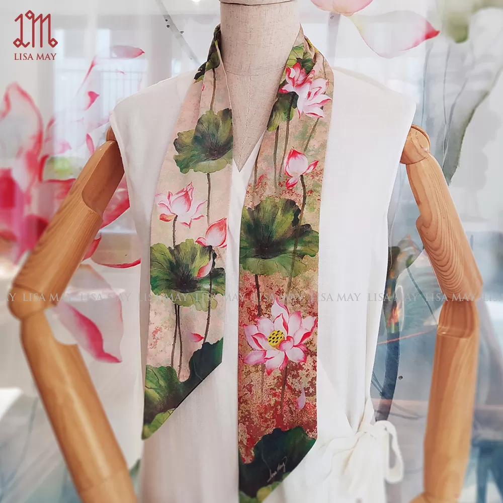 Khăn turban thiết kế họa tiết hoa sen (DT-SH002)