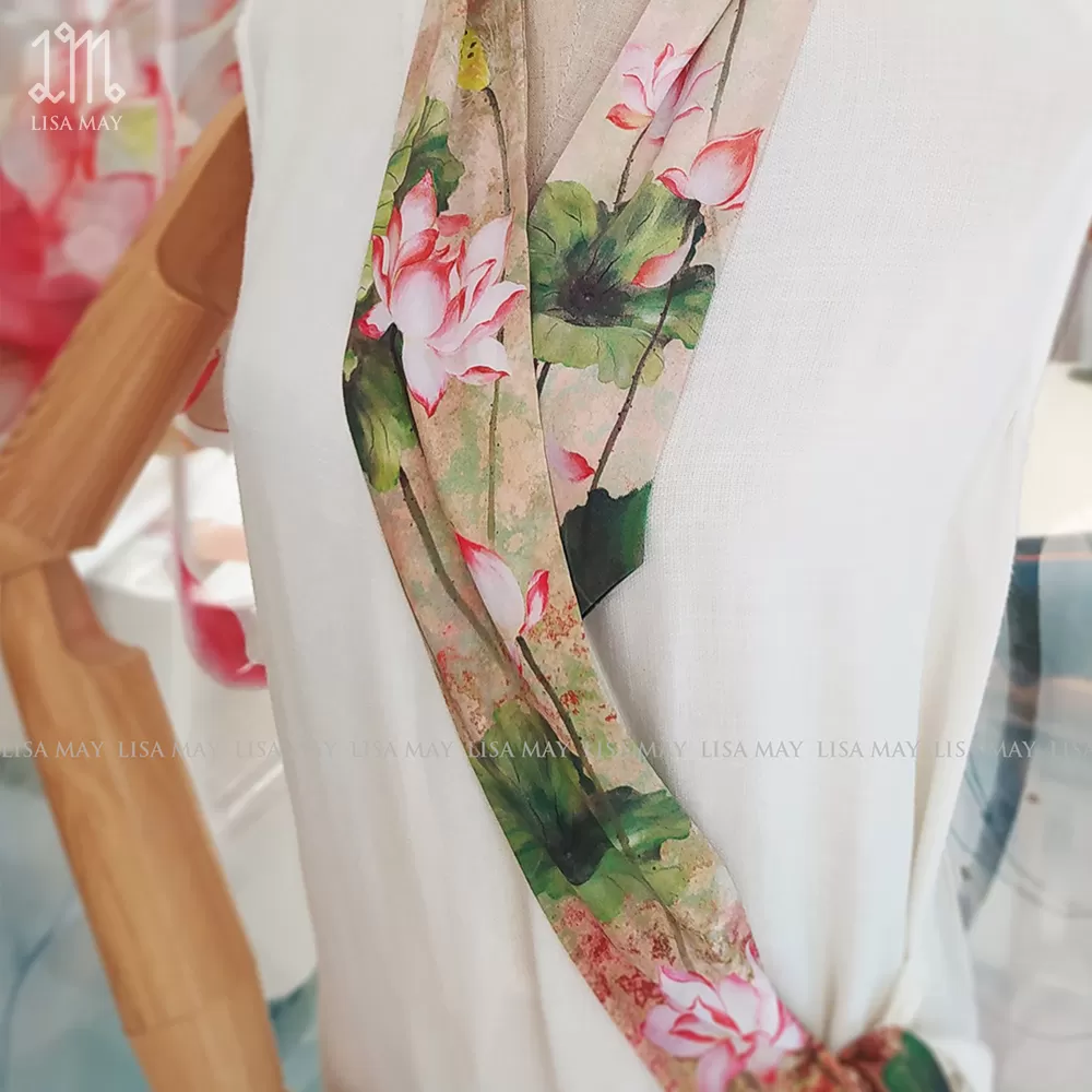 Khăn turban thiết kế họa tiết hoa sen (DT-SH002)