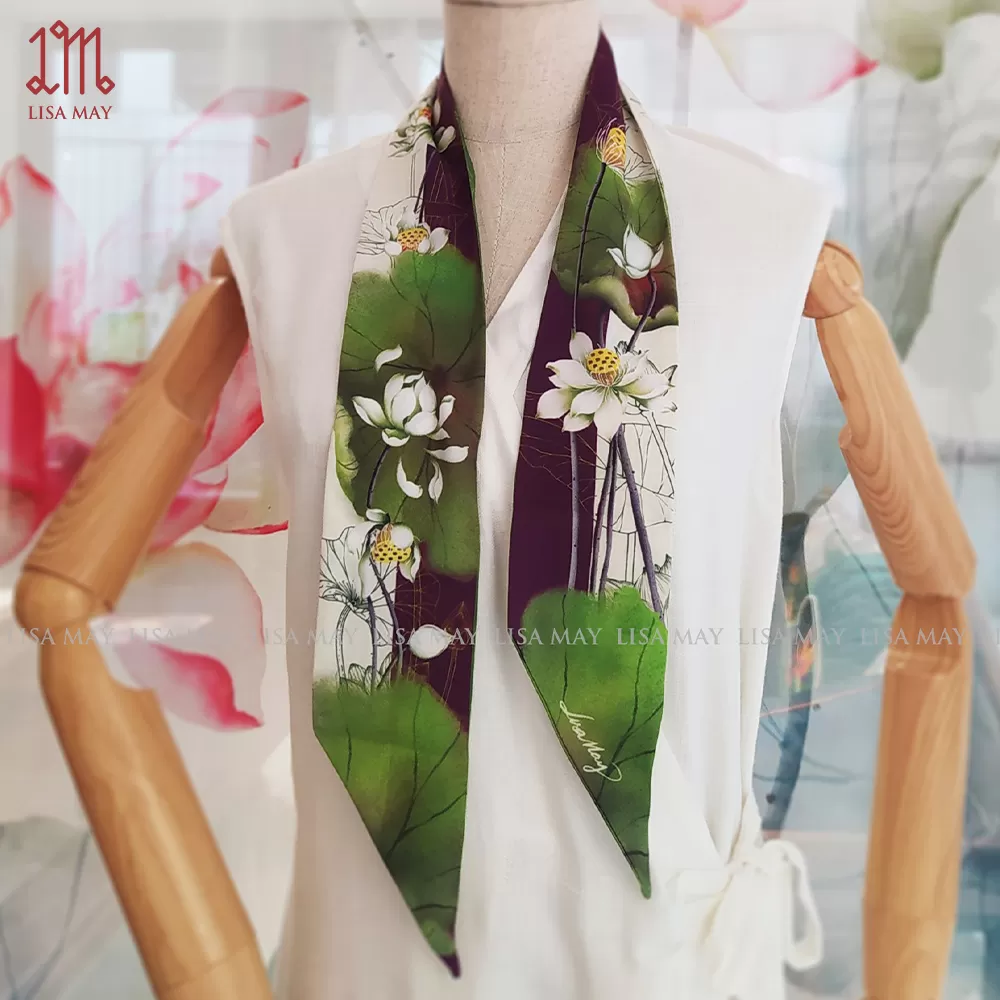 Khăn turban thiết kế họa tiết hoa sen (DT-SX002)