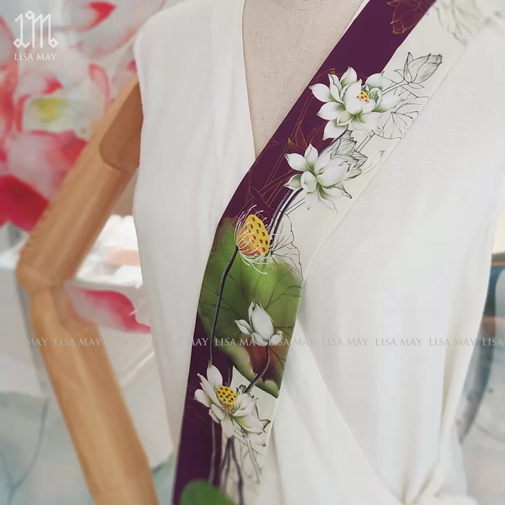 Khăn turban thiết kế họa tiết hoa sen (DT-SX002)