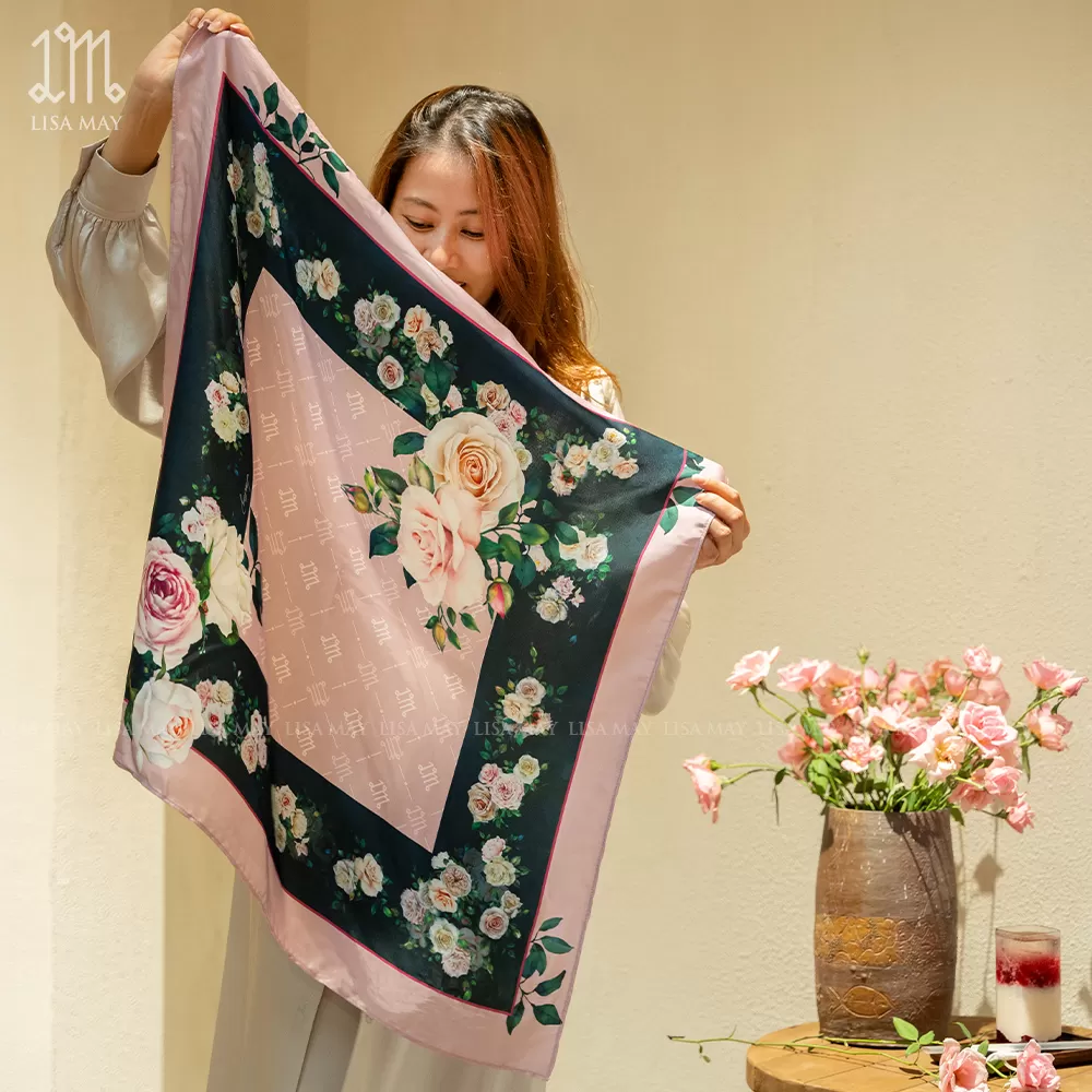 Khăn lụa hoa hồng (DKV-HH9)