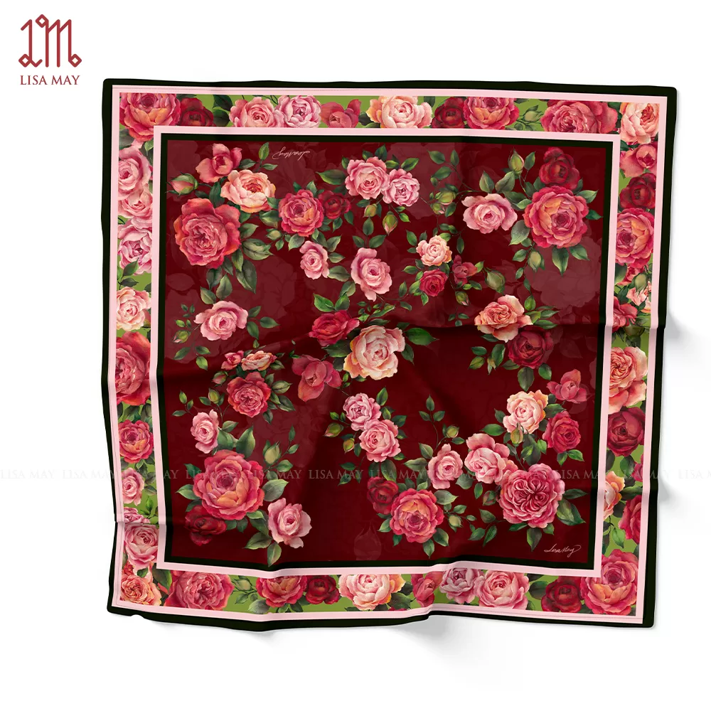 Khăn lụa hoa hồng 