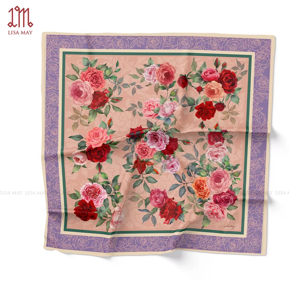 Khăn lụa hoa hồng 