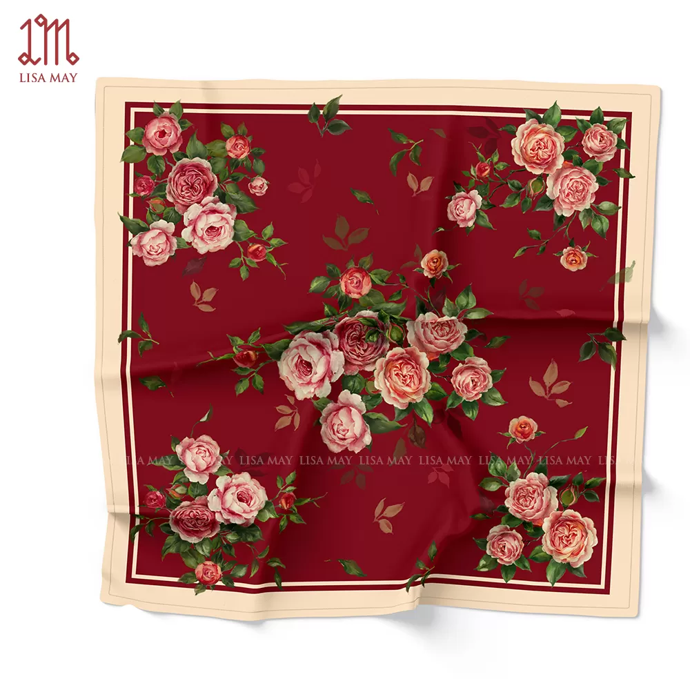 Khăn lụa hoa hồng 