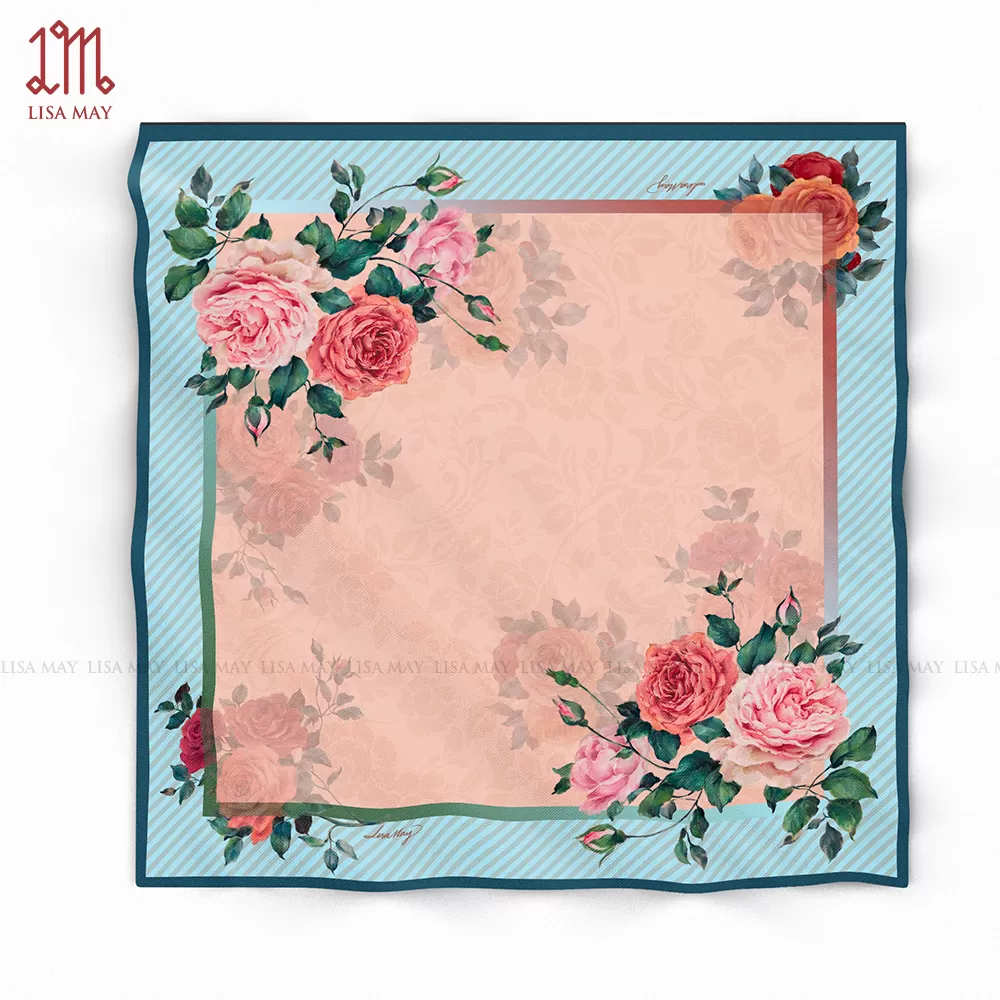 Khăn lụa hoa hồng 