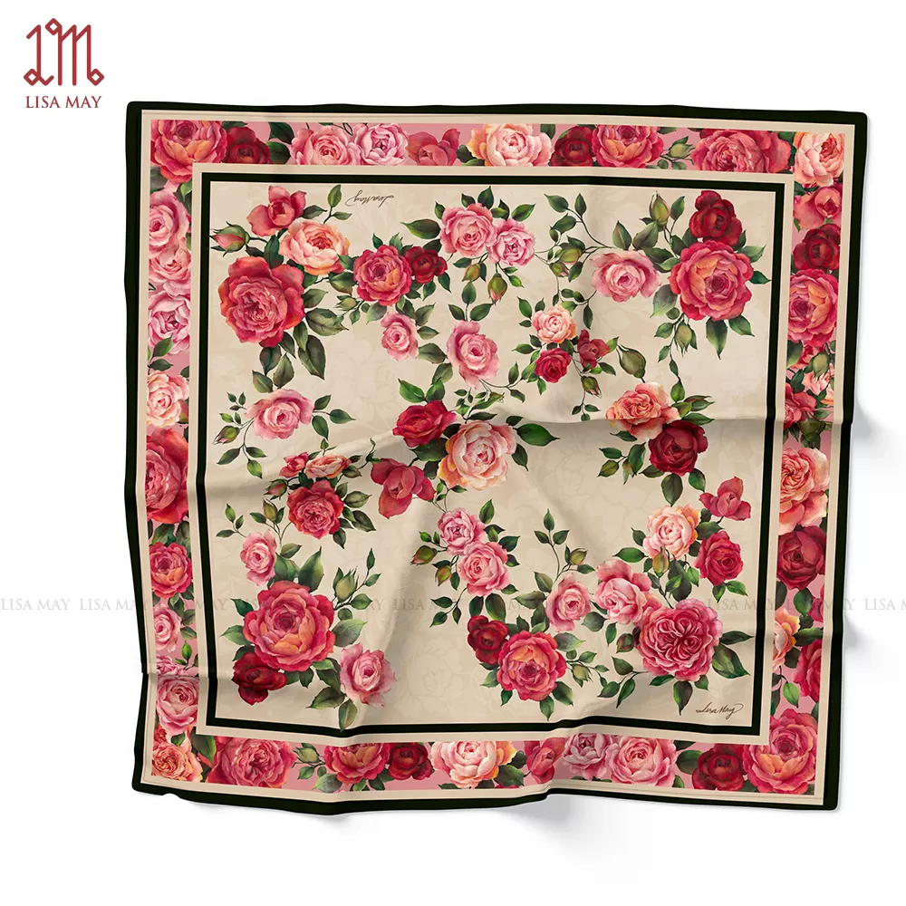 Khăn lụa hoa hồng 