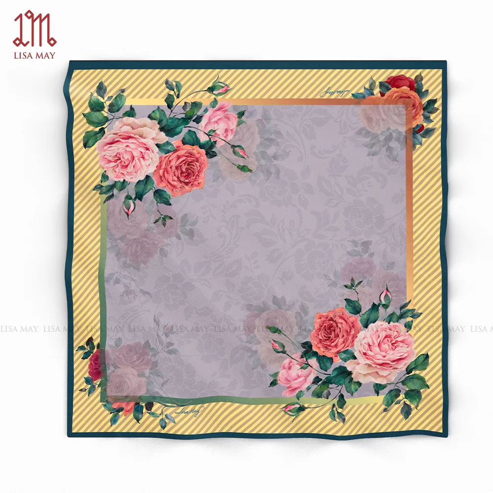 Khăn lụa hoa hồng 