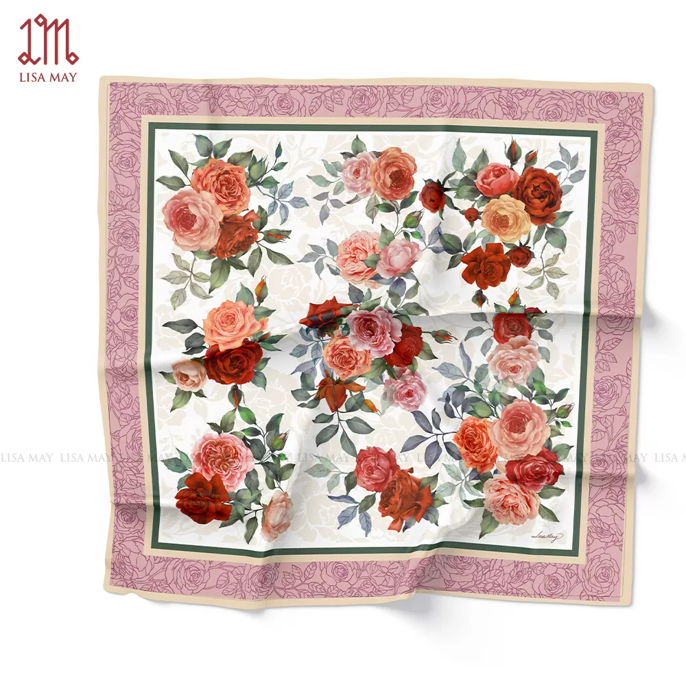 Khăn lụa hoa hồng 