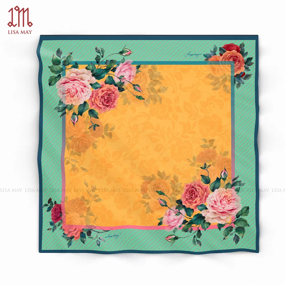 Khăn lụa hoa hồng 