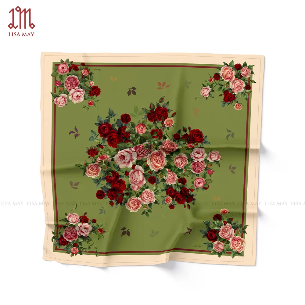 Khăn lụa hoa hồng 